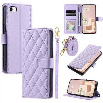 Voor iPhone 6 / 6s / 7 / 8 / SE (2020) / SE (2022) hoesje van PU-leer met portemonnee en 2 bandjes.