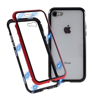 Magnetische Absorptie Installatie Telefoon Shell Bedekken Metalen Frame + Dubbelzijdig Gehard Glas Mobiele Telefoon Case voor iPhone 8/7/SE (2020)/SE (2022)