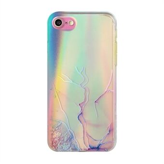 Bling licht marmerpatroon kleurrijke laser flexibele TPU telefoonhoes voor iPhone 7 / iPhone 8 / iPhone SE 2020/2022