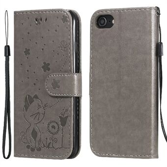 Opdruk Kat en bij patroon Volledige bescherming Kaartsleuven Portemonnee PU lederen flip-telefoonhoes met Stand voor iPhone 7 / iPhone 8 / iPhone SE 2020/2022