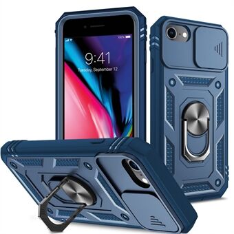 Ring Kickstand Hard PC Back + Soft TPU Edge Beschermende Schokbestendige Case met Camera Cover voor iPhone 6/7/8 4.7 Inch