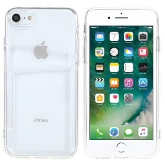 Voor iPhone SE (2e generatie) / 7/8 4,7 inch doorzichtige flexibele TPU Soft Skin beschermende telefoonhoes met dubbele kaarthouderslots