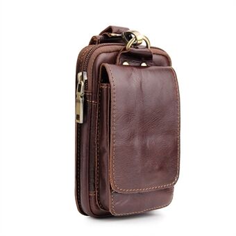 Verticaal ontwerp Crazy Horse rundlederen holster tas heuptas voor 5,7-inch telefoon - stijl 002