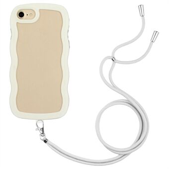 Voor iPhone 7/8/SE (2020)/SE (2022) Wavy Edge PC + TPU Telefoonhoesje met gekleurde rand en transparante achterkant, inclusief verstelbare draagkoord.