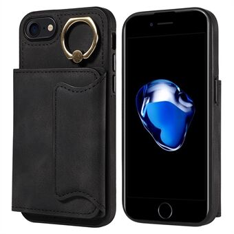 001 Voor iPhone 7/8 4,7 inch / SE (2022) / SE (2020) PU-leer gecoat TPU Telefoonhoesje Ring Kaarthouder Telefoonhoesje