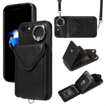 005 Voor iPhone 7 / 8 / SE (2020) / SE (2022) hoesje PU lederen kaartsleuven Crossbody telefoonhoes