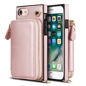 Voor iPhone 7 / 8 / SE (2020) / SE (2022) Telefoonhoesjes TPU+PU Portemonnee Cover met Lange Riem