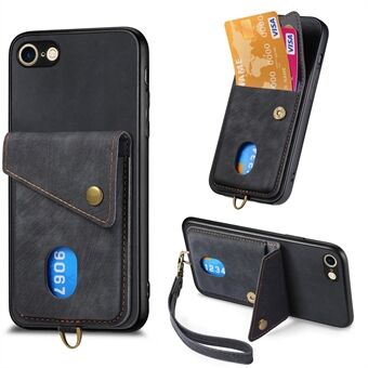 D1 Voor iPhone 7 / 8 / SE (2020) / SE (2022) Kickstand Hoesje Kaarthouder Retro PU+TPU Telefoonhoesje