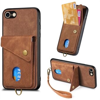 D1 Voor iPhone 7 / 8 / SE (2020) / SE (2022) Kickstand Hoesje Kaarthouder Retro PU+TPU Telefoonhoesje