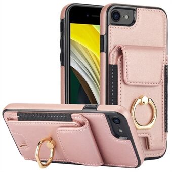 Voor iPhone 7 / 8 / SE (2020) / SE (2022) Kickstand Hoesje met Kaartsleuven PU Leer+TPU Telefoonhoes