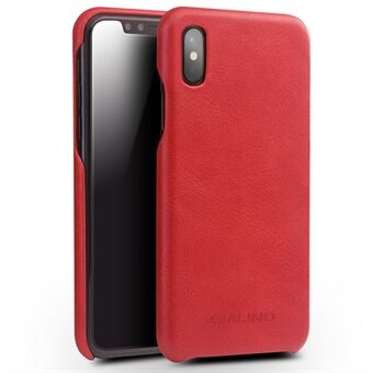 QIALINO Cowhide Leather Coated PC Back Casing for iPhone X / XS 5.8 inch Hard Phone Accessory
