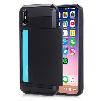 PC + TPU Hybrid Case met verborgen kaarthouder voor iPhone X - Zwart