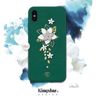 KINGXBAR Petal Series Strass PC TPU mobiele telefoonhoes voor iPhone XS / X 5,8 inch