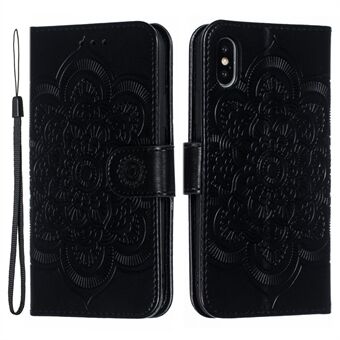 Imprint Mandala Flower Leather Wallet Case Phone Cover for iPhone X/XS with Photo Slot