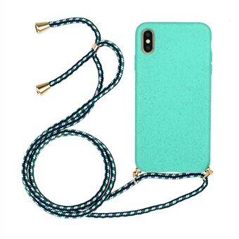 Voor iPhone X/XS 5.8 inch Biologisch afbreekbare Wheat Straw zachte TPU-telefoonhoes met multifunctionele riem.