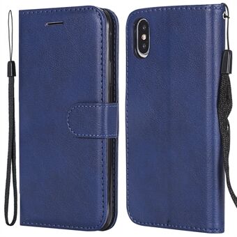 Effen kleur Stand in leer Telefoonhoes met riem voor iPhone X / XS 5,8 inch