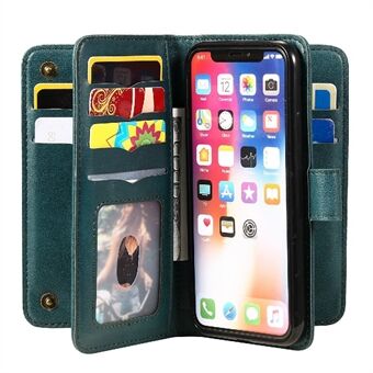 Volledige bescherming lederen telefoonhoes Stand Cover Shell met meerdere kaartsleuven voor iPhone X / XS 5.8 Inch