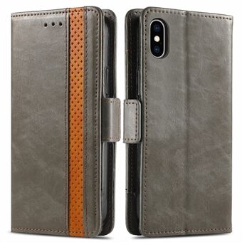 Stand 002-serie Portemonnee met volledige bescherming Standontwerp Zakelijke stijl Splicing Folio Flip lederen mobiele telefoonhoes voor iPhone X / XS 5.8 Inch