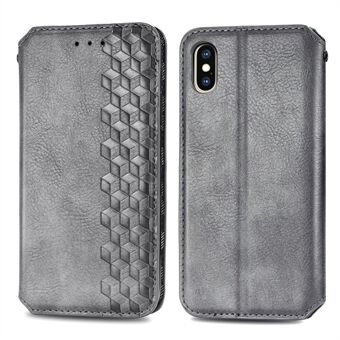 PU Leather Wallet Stand Case for iPhone X/XS 5.8 inch, with Rhombus Imprinting Design Phone Accessory