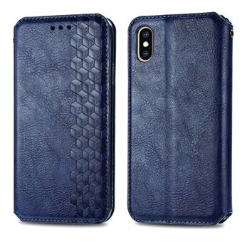 PU Leather Wallet Stand Case for iPhone X/XS 5.8 inch, with Rhombus Imprinting Design Phone Accessory