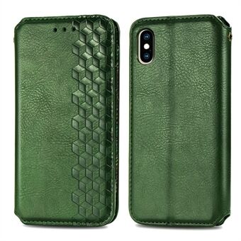 PU Leather Wallet Stand Case for iPhone X/XS 5.8 inch, with Rhombus Imprinting Design Phone Accessory