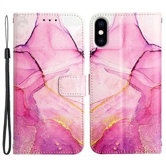 YB Pattern Printing Leather Series-5 for iPhone X/XS 5.8 inch Marble Pattern PU Leather Phone Cover with Stand Wallet