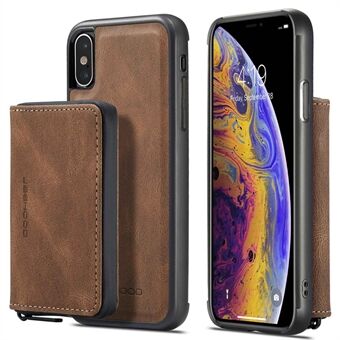 JEEHOOD For iPhone X/XS 5.8 inch Kickstand Design Detachable Magnetic Zipper Wallet Shell Leather Coated TPU Mobile Phone Case