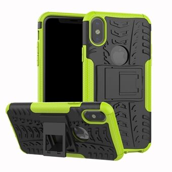2-in-1 Tyre Pattern Kickstand PC + TPU Hybrid Phone Accessory Cover for iPhone X/XS 5.8 inch