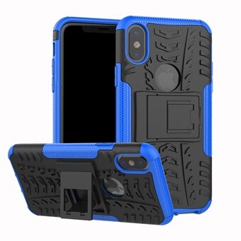 2-in-1 Tyre Pattern Kickstand PC + TPU Hybrid Phone Protection Cover for iPhone X/XS 5.8 inch