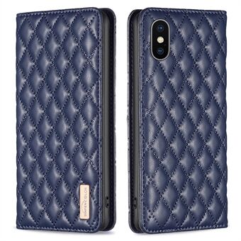 Rhombus KLEUR BF Stijl-16 Voor iPhone X/XS 5.8 inch Ruit Bedrukt PU Lederen Telefoon Case Kaarthouder Magnetische Sluiting Schokbestendig Telefoon Cover Stand