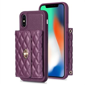 BF21-Style voor iPhone X / XS 5,8 inch PU-leer + TPU-telefoonhoes Card Bag Kickstand beschermhoes met lange riem