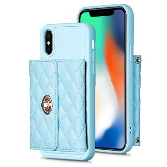 BF21-Style voor iPhone X / XS 5,8 inch PU-leer + TPU-telefoonhoes Card Bag Kickstand beschermhoes met lange riem