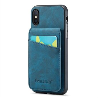 FIERRE SHANN Voor iPhone X / XS 5.8 inch Crazy Horse Textuur Telefoon Cover met Kickstand PU Leer + TPU Card Slot Case