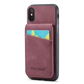 FIERRE SHANN Voor iPhone X / XS 5,8 inch Crazy Horse Textuur Telefoonhoes met standaard PU-leer + TPU-kaartsleufhoes