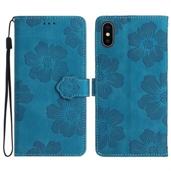 Voor iPhone X / XS 5,8 inch bloemen opdruk mobiele hoes PU lederen portemonnee anti-drop Stand cover