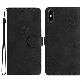 Voor iPhone X / XS 5,8 inch bloemen opdruk mobiele hoes PU lederen portemonnee anti-drop Stand cover