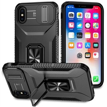 Voor iPhone X / XS hoesje met cameradekschuif, PC+TPU pantser telefoonhoes