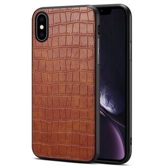 Voor iPhone X / XS telefoonhoesje, krokodillentextuur PU-leer + PC + TPU achterkant