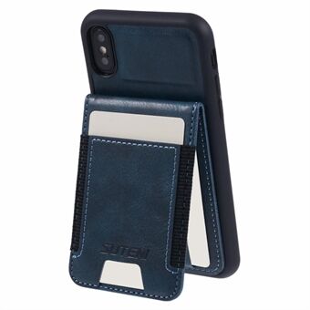 SUTENI H03 voor iPhone X / XS 5,8 inch hoesje van PU-leer met wasachtige textuur en kaarthouder.