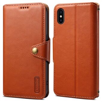 DENIOR voor iPhone X / XS 5.8 inch Case met kaartsleuven en koeienhuid textuur telefoonhoesje