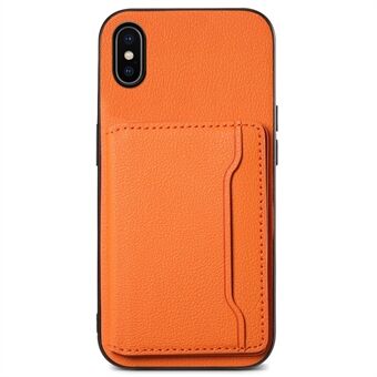 Voor iPhone X / XS Hoesje met kaartsleuf, kalfsleder textuur van PU+ PC+TPU telefoonhoesje met standaard.