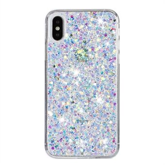 Voor iPhone X / XS hoesje, epoxy telefoonbeschermhoesje met glitterachtig poeder, TPU telefoonhoesje.