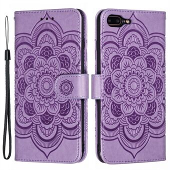 Imprint Mandala Flower Wallet Stand Flip Leather Case with Strap for iPhone 8 Plus/7 Plus 5.5 inch