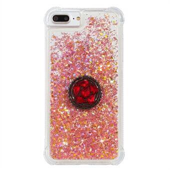 Glitter Powder Quicksand Rhinestone Decor Kickstand TPU Phone Shell for iPhone 6 Plus/6s Plus/7 Plus/8 Plus