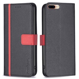 BINFEN COLOR voor iPhone 7 Plus/8 Plus 5.5 inch BF Leather Series-9 Style 13 Splicing PU Leather Case Cross Texture Volledige bescherming Stand Flip Wallet Cover