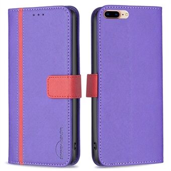 BINFEN COLOR voor iPhone 7 Plus/8 Plus 5.5 inch BF Leather Series-9 Style 13 Splicing PU Leather Case Cross Texture Volledige bescherming Stand Flip Wallet Cover