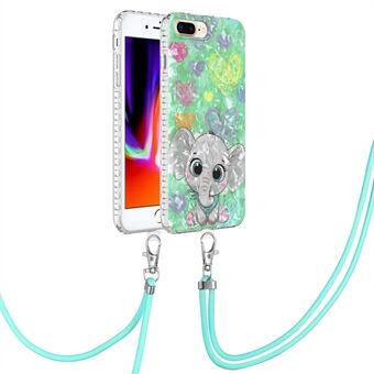 YB IMD Series-15 TPU Case met Lanyard voor iPhone 7 Plus 5,5 inch / 8 Plus 5,5 inch, 2,0 mm IMD IML Airbag Scratch telefoonhoes - BK008