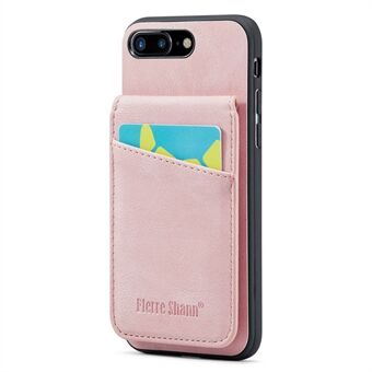 FIERRE SHANN Voor iPhone 7 Plus 5.5 inch / 8 Plus 5.5 inch Telefoon Case Kickstand PU Leather TPU Cover met Kaarthouder