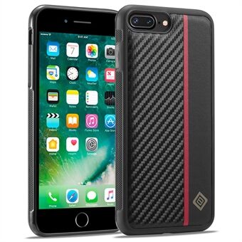 LC.IMEEKE Voor iPhone 7 Plus / 8 Plus Telefoonhoes PU-leer Gecoat TPU + EVA Koolstofvezeltextuur Achterkant