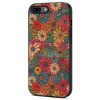 Voor iPhone 7 Plus / 8 Plus hoesje TPU+PC+PU Bloemenpatroon Bedrukte Telefoonhoes.